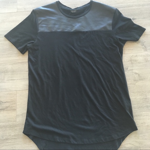 Zara Other - NWT ZARA MENS BLACK AND FAUX LEATHER T-SHIRT
